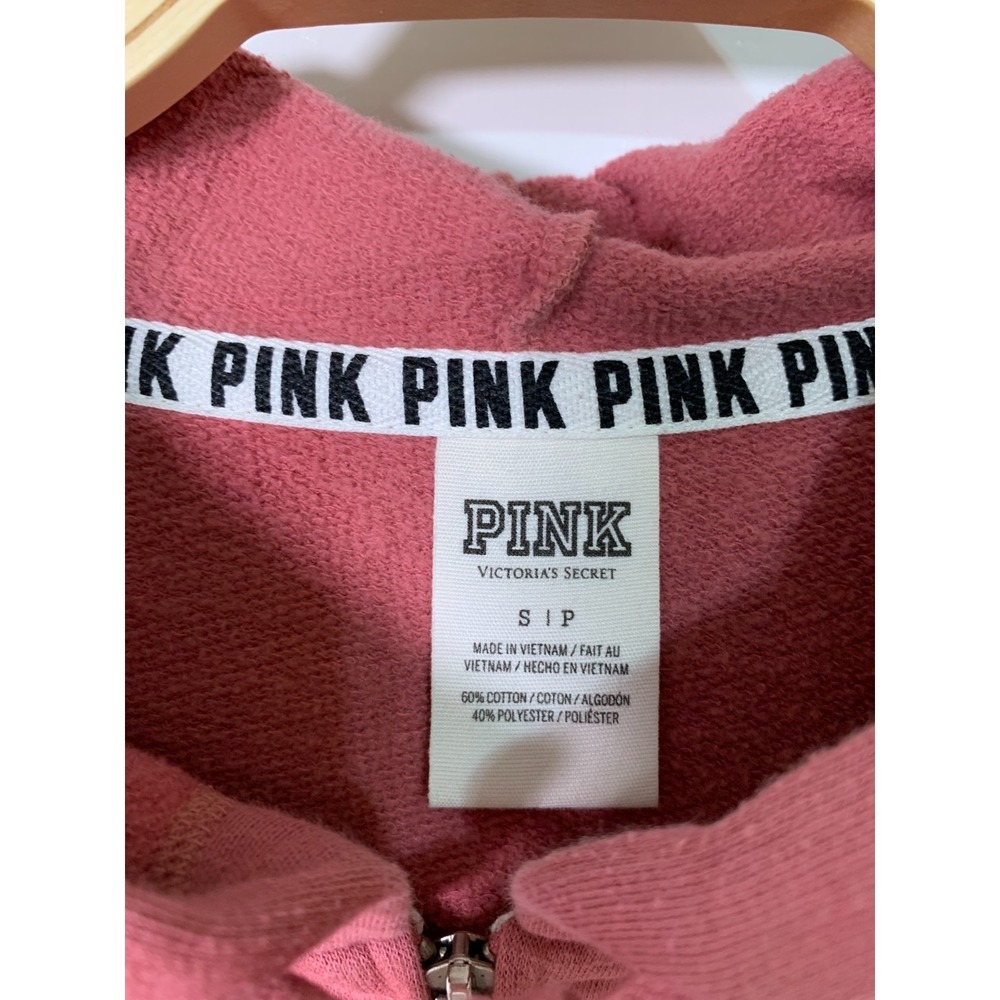 Victoria's Secret PINK Zip‎ Hoodie / Dusty Rose Logo Streetwear / Size S - Picture 3 of 11